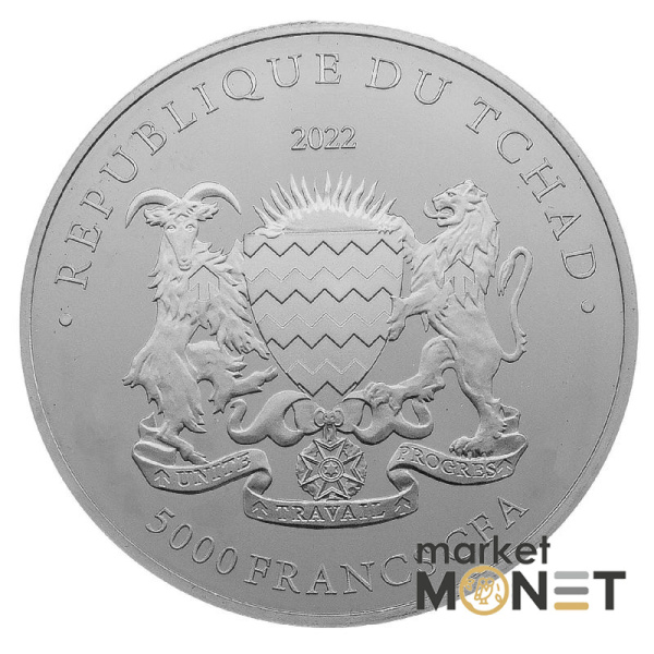 Срібна монета 5 000 франків 2022 Чад 999 1 Oz Біткоїн