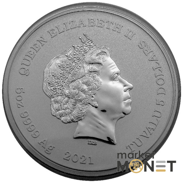 Срібна монета 5 доларів 2021 Тувалу 999 5 Oz Аїд