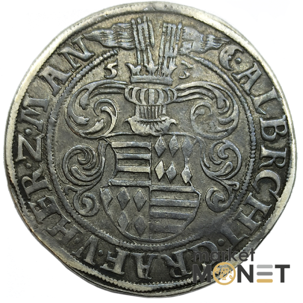 Срібна монета 1 талер 1553 Мансфільд Німеччина