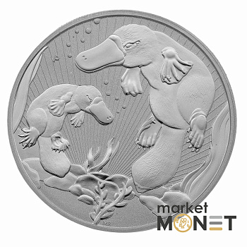 Срібна монета 2 долари 2021 Австралія 999 2 Oz Мати і дитинча качкодзьоб (Качконіс)