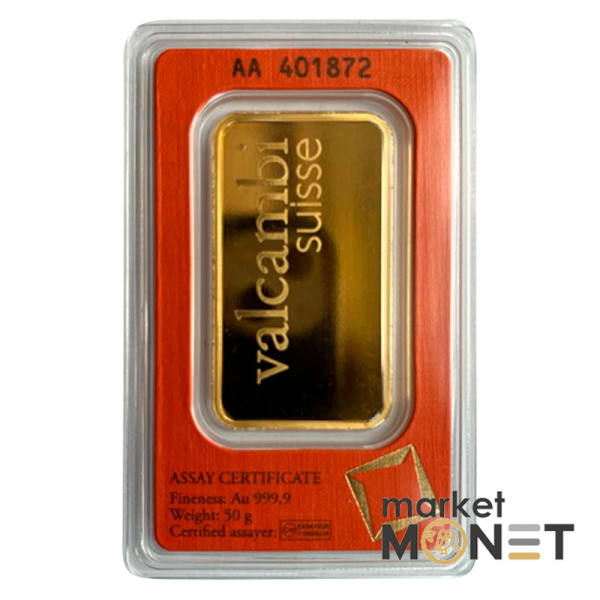 Золотий злиток 50 грам valcambi suisse Золотий злиток 50 грам valcambi suisse