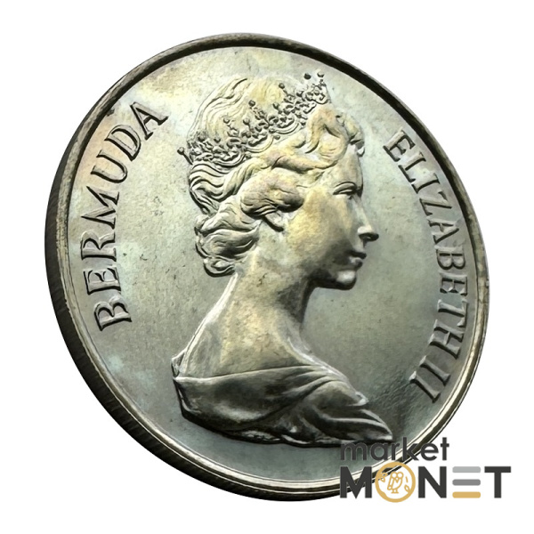 Монета 25 центів 1984 Бермудські Острови Королева Єлизавета II (375 лет Бермудам - Герб города Гамильтон) Proof