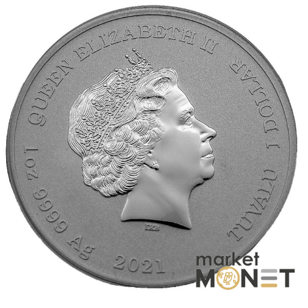 Срібна монета 1 долар 2021 Тувалу 999 1 Oz Сімпсони