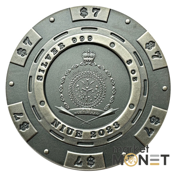 Срібна монета 7 доларів 2023 рік Ніуе 999 3 oz  ROULETTE