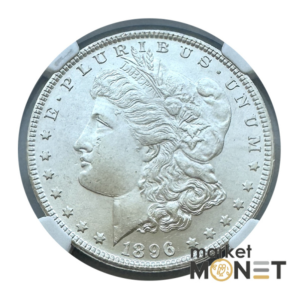 Срібна монета 1 долар 1896 США 900 долар Моргана, монетний двір - Філадельфія, в слабі MS 64 