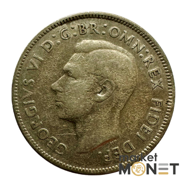 Срібна монета 1 флорін 1952 року Австралія 500 Король Георг VI