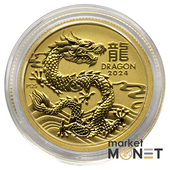 Золота монета 15 доларів 2024 Австралія 999 1/10 oz Лунар ІІІ - Рік Дракона