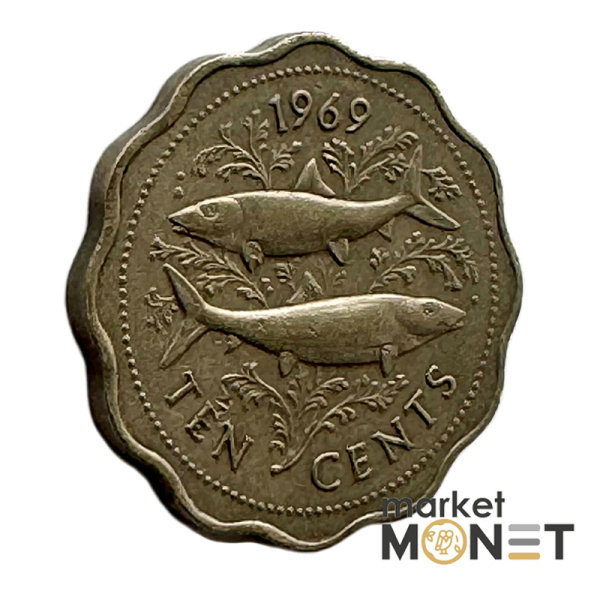 Монета 10 центів 1969 року Багамські острови Королева Єлизавета II (1)