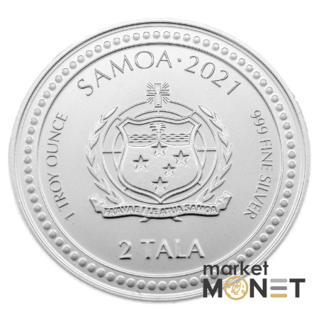 Срібна монета 2 тала 2021 Самоа 999 1 Oz Морський коник