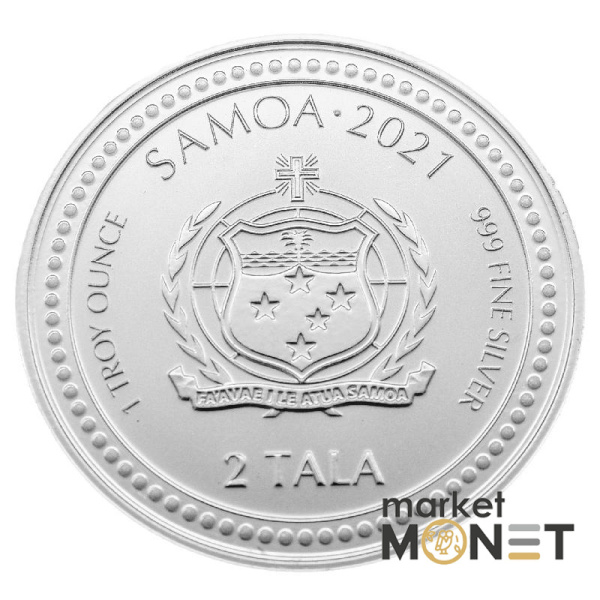 Срібна монета 2 тала 2021 Самоа 999 1 Oz Морський коник
