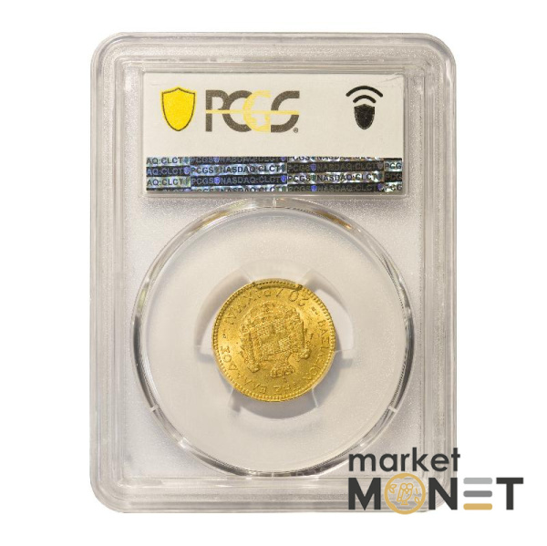 Золота монета 20 драхм 1884 А Греція в слабі MS 62 Золота монета 20 драхм 1884 А Греція в слабі MS 62