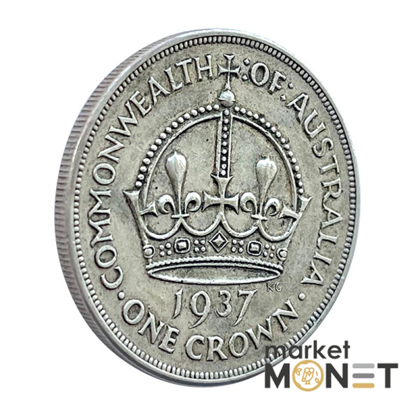 Срібна монета 1 крона 1937 рік Австралія 925 №1