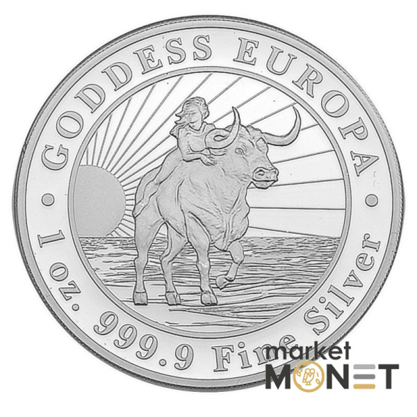 Срібна монета 5 доларів 2022 Токелау 999 1 Oz Богиня Європа