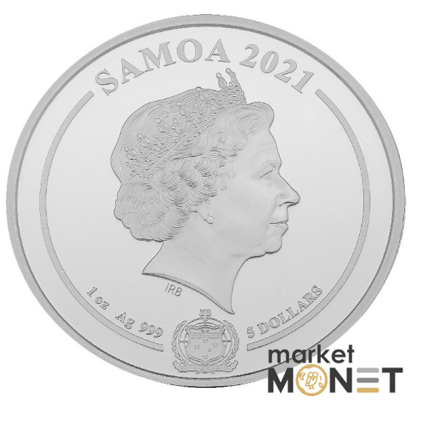 Срібна монета 5 доларів 2021 Самоа 999 1 Oz Стів Макквін