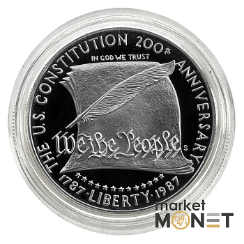 Срібна монета 1 долар 1987 900 26.73 р. 200 років Конституції (S) PROOF