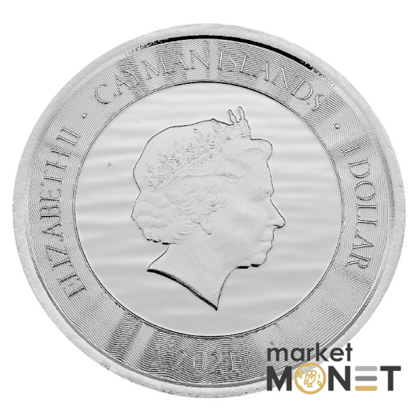 Срібна монета 1 долар 2021 Кайманові острови 999 1 Oz Марлін