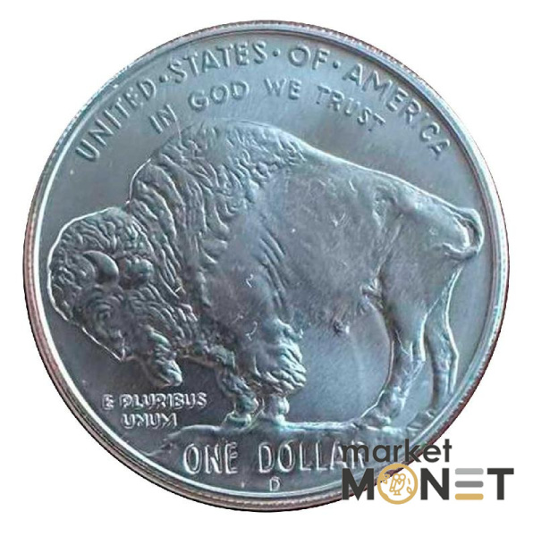 Набір срібна монета 1 долар 2001 та банкнота 5 доларів 1899,  «Американський бізон».