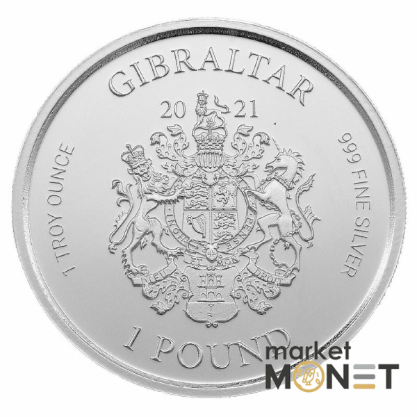 Срібна монета 1 фунт 2021 Гібралтар 999 1 Oz Правосуддя
