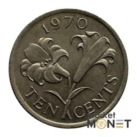 Монета 10 центів 1970 Бермудські Острови Королева Єлизавета II (4.18)