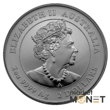 Срібна монета 2 долари 2022 Австралія 999 2 Oz Рік Тигра