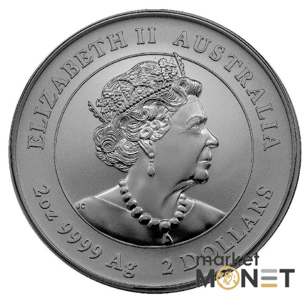 Срібна монета 2 долари 2022 Австралія 999 2 Oz Рік Тигра