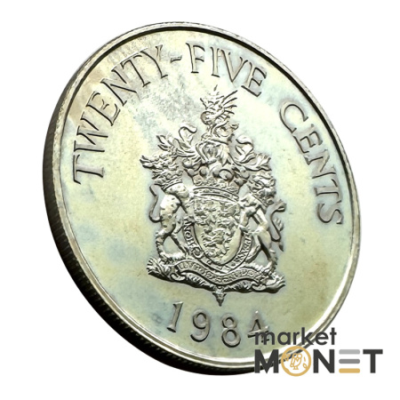 Монета 25 центів 1984 Бермудські Острови Королева Єлизавета II (4.20) Proof