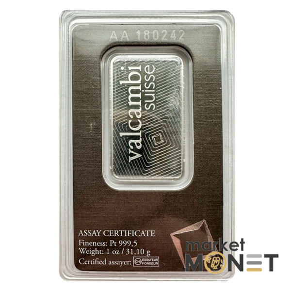 Платиновий злиток 1 oz VALCAMBI suisse