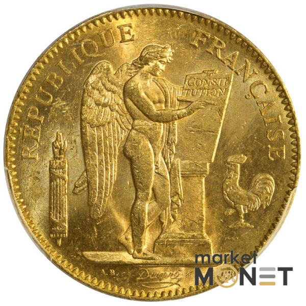 Золота монета 50 франків 1904 А Франція в слабі MS 63 Золота монета 50 франків 1904 А Франція в слабі MS 63