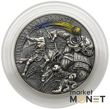 Срібна монета 10 Седі 2022 Гана 999 2 Oz "Давид и Голиаф" DAVID AND GOLIATH  
