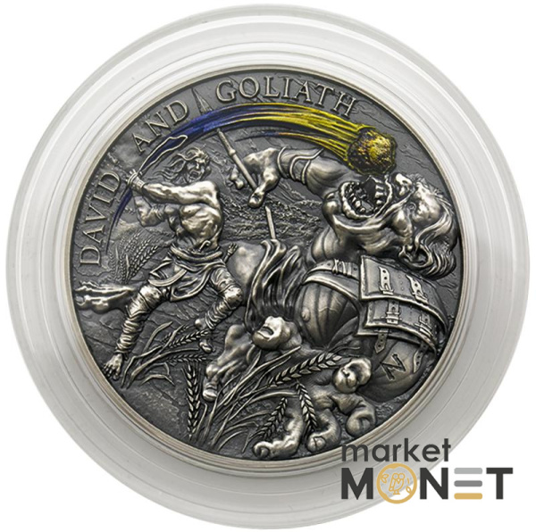 Срібна монета 10 Седі 2022 Гана 999 2 Oz "Давид и Голиаф" DAVID AND GOLIATH  