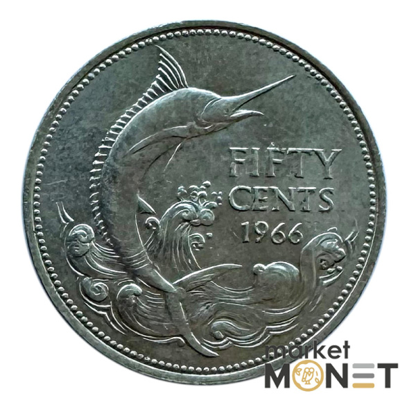 Монета 50 центів 1966 року Багамські острови Королева Єлизавета II 