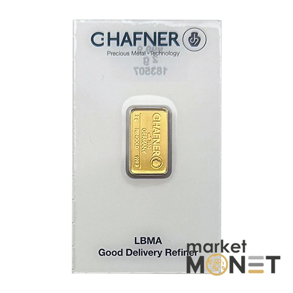 Золотий злиток 2 грамa С.HAFNER