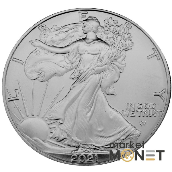 Срібна монета 1 долар 2021 США 999 1 Oz Американський орел