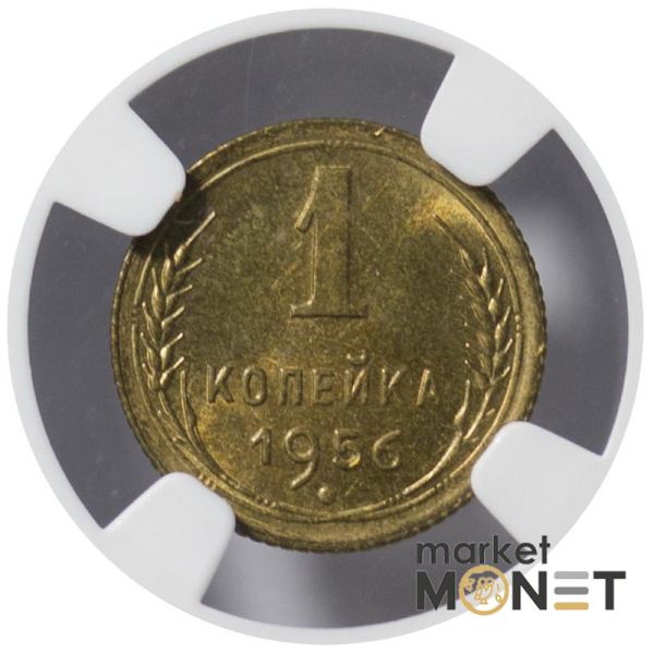 Монета 1 копійка 1956 СРСР в слабі MS 65