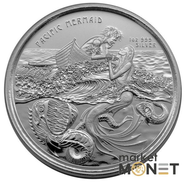 Срібна монета 2 тала 2021 Самоа 999 1 Oz Тихоокеанська Русалка