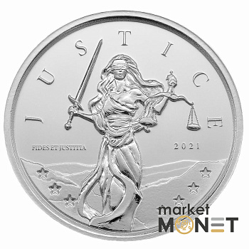 Срібна монета 1 фунт 2021 Гібралтар 999 1 Oz Правосуддя