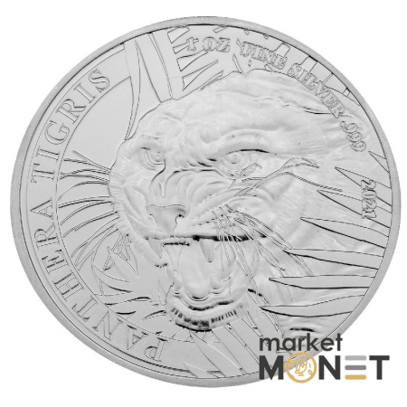 Срібна монета 500 кіп 2021 Лаос 999 1 Oz Лаоський тигр