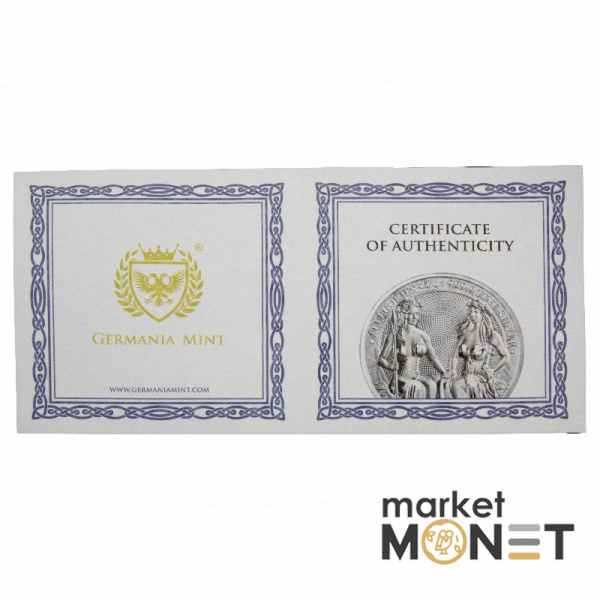 Срібна монета 5 марок 2021 Німеччина 999 1 Oz Алегорія Австрії та Німеччини