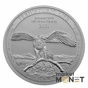 Срібна монета 20 франків 2021 Конго 999 1 Oz Археоптерикс