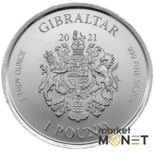Срібна монета 1 фунт 2021 Гібралтар 999 1 Oz  Медуза