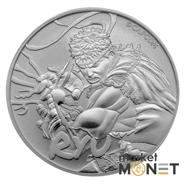 Срібна монета 1 долар 2022 Тувалу 999 1 Oz Ryu (Рю) Street Fighter