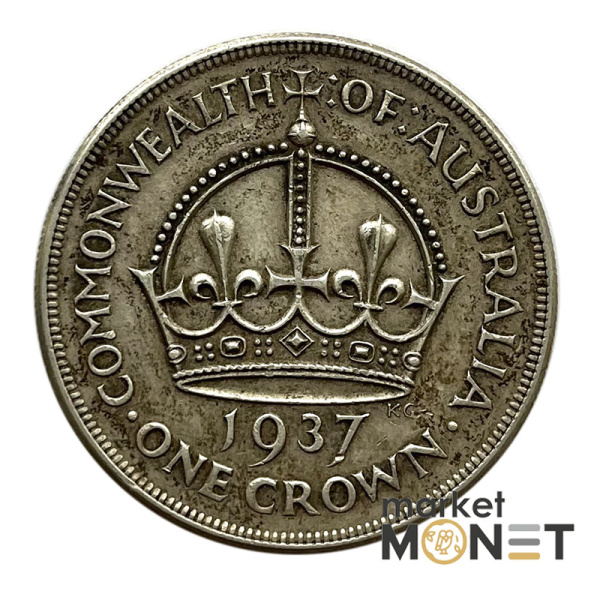 Срібна монета 1 крона 1937 рік Австралія 925 28.28 г.