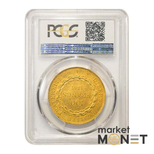 Золота монета 100 франків 1881 Франція в слабі MS 63 Золота монета 100 франків 1881 Франція в слабі MS 63