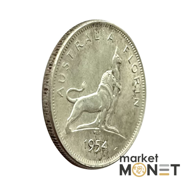Срібна монета 1 флорін 1954 року Австралія 500 11.31 г. Королівський візит