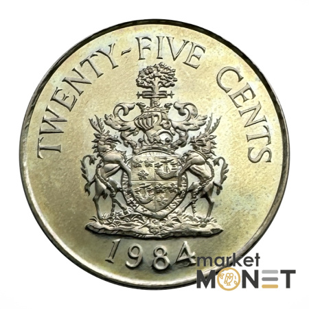 Монета 25 центів 1984 Бермудські Острови Королева Єлизавета II (4.15) Proof