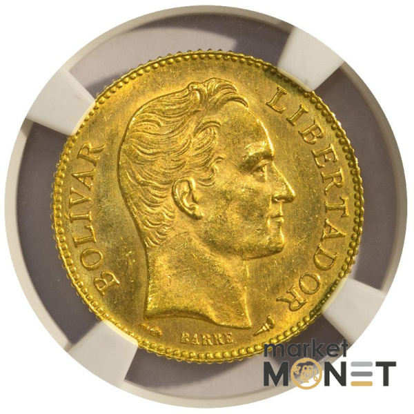 Золота монета 20 боліварів 1911 року Венесуела у слабкі MS 64 Золота монета 20 боліварів 1911 року Венесуела у слабкі MS 64