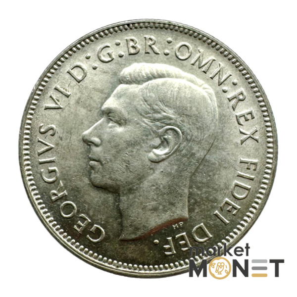 Срібна монета 1 флорін 1901 - 1951 року Австралія 500 Король Георг VI №1