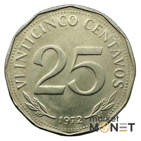 Монета 25 сентаво 1972 рік Болівія 3,5 г. (1)