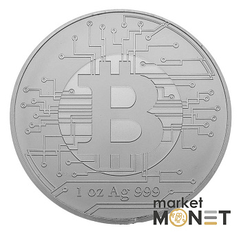 Срібна монета 5 000 франків 2022 Чад 999 1 Oz Біткоїн