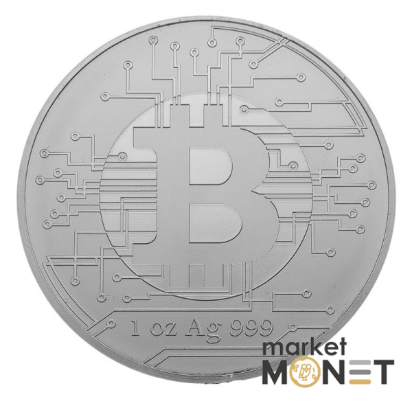 Срібна монета 5 000 франків 2022 Чад 999 1 Oz Біткоїн